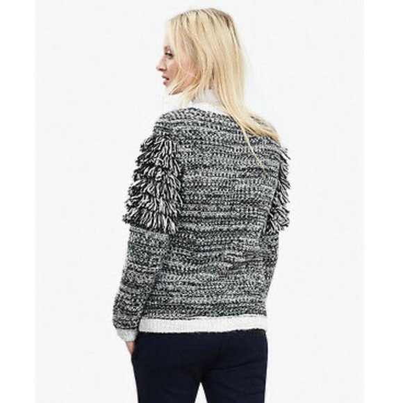 Banana Republic Fringe Chunky Knit Wool Blend Alpaca Sweater Small - Picture 7 of 8